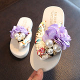 Niulatu New Non-slip Children's Flip-flops Girls Fashion Beach Shoes Pinch Sandals Female Flowers Slippers Women Wear Size DJSE