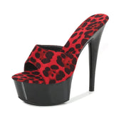Niulatu Print Woman Slippers Sandals Platform 2025 Nightclub Sexy High-heeled 15cm Shoes Slippers Heels Waterproof Thick Bottom DJSE