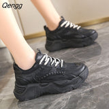 Niulatu Spring Bright Purple Chunky Shoes Women's Vulcanized Sneakers Platform Shoes Girls Light Weight Leather PU Sneaker DJSE