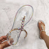 Niulatu Summer Beach Shoes Designer Women Sandals Flat Woman Shoes Clear Jelly Shoes Diamond Transparent Outdoor Ladies Sandals DJSE
