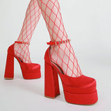 Niulatu Brand 2025 Women Sandals Summer Shoes Sexy Thick High Heels Platform Black Red Yellow Dress Party Wedding Shoes Pumps DJSE