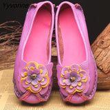 Niulatu Flower Flat Shoes Women's Genuine Leather Moccasins Nurse Shoes Handmade Sewing Women Flats Vintage Ladies Loafers DJSE