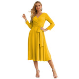 Niulatu Chiffon Bridesmaid Dress V-Back Waist Belt Formal Prom Gown Mother of The Bride Wedding HZ1007