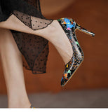 Niulatu Colors High Heeled Lady Pumps Shallow Pointed Toe Woman Shoes Party Shoes Slip-on PU Leather Women Wedding Shoes DJSE