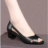Niulatu Women Shoes Comfortable Ladies Mid Heel Sandals Hollow Peep Toe Square Heel Sandals Woman Footwear tacones mujer DJSE