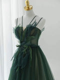 Niulatu Gown Spaghetti Straps Floor Length Dark Green Long Prom Dresses HZ1110