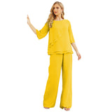 Niulatu Chiffon Mother of The Bride Dress Plus Size Pant Suits Ruffle HZ1007
