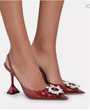 Niulatu New arrival burgundy pointed transparent sandals new stiletto rhinestone sexy Baotou high heels Wedding Shoes DJSE