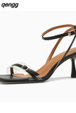 Niulatu 34-39 Women Sandals Genuine Leather High Heels Shoes For Women Summer Ankle Strap Buckle Sexy Stiletto Sandalias DJSE