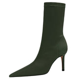 Niulatu Shoes Pu Leather Boots Women Ankle Boots Sexy High-heel Boots Autumn Winter Shoes Short Boots Plus Size 43 Women Heels DJSE