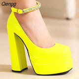 Niulatu Strap Super Thick High Heels Platforms Pumps For Women Casual Spring Summer Shallow Party Chunky Shoes Ladies DJSE