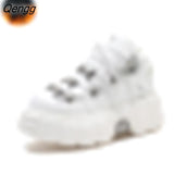 Niulatu Style Women Sneakers Lace-up 6CM Platform Shoes Woman Creepers Female Casual Flats Metal Decor New Platform Shoes Cozy DJSE