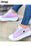 Niulatu Women Fashion Platform Low-top Women Single Shoes Thick-soled Candy Color Flats Female Canvas Shoes 2025 DJSE