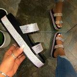 Niulatu Women's Sandals Summer Fashion Women's Shoes Platform Sandals Woman Bling Bling Slides With Shoes Ladies Thick Sole Female DJSE