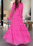 Niulatu Chiffon Layered Ruffled Long Prom Dress Elegant Party Evening Dress HZ1007