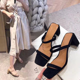 Niulatu Med Heels Party Mules Shoes Ladies 2025 New Women Slides Fashion Shoes Female Concise PU Shoes Ladies Slippers DJSE