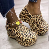 Niulatu New Woman leopard Shoes Hole Slippers High Heel Sandals Fashion Outdoor Beach Shoes Zapatos Mujer womens platform heels DJSE