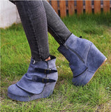 Niulatu Ankle Boots for Women Suede Wedges Zipper Solid Color Short Booties Round Toe Shoes Boots-women Dropshipping 2025 DJSE