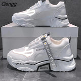Niulatu Reflective Platform Footwear Women Thick sole Shoes Korean Dad Chunky Sneakers Mixed Color Women's Vulcanize Shoes DJSE