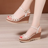 Niulatu 32-43 Elegant Platform Wedges Shoes for Women Summer 2025 Office Beach Mom High Heels Sandals Soft Leather Shoe DJSE