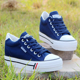 Niulatu Women Inner Height Increasing Canvas Wedge Shoes Trainers Female Sneakers Woman Casual Thick Bottom Sneaker Tennis DJSE