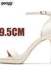 Niulatu Women Wedding Shoes 8cm High Heels Simplicity Basic Sandals Apricot Black Heels leather Pumps Lady AD1188 DJSE