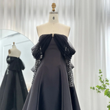 Niulatu Dubai Evening Dresses for Women Wedding Party Black Long Sleeve Gala Prom Dress HZ1007