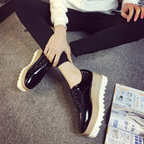 Niulatu Spring Casual Solid Flat Women Shoes Patent Leather Lace-Up Loafers Flat Platforms British Style Ladies Oxfords DJSE