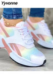 Niulatu Thick Bottom Sneakers Fashion Casual Wedge Sneakers Ladies Lace Up Mesh Women Vulcanized Shoes Plus Size Women's Shoes DJSE