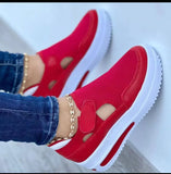 Niulatu New Ladies Vulcanized Sneakers Thick Sole Solid Color Flat Women Shoes Casual Breathable Velcro Ladies Walking Sneakers DJSE