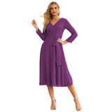 Niulatu Chiffon Bridesmaid Dress V-Back Waist Belt Formal Prom Gown Mother of The Bride Wedding HZ1007
