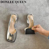 Niulatu Elegant Women Sandals Fashion Ladies Elastic Band Flat Heel Mule Shallow Slingback Party Dress Shoes Sandalias Mujer DJSE