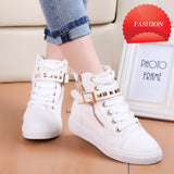 Niulatu Fashion Platform Shoes for Women Casual Rivet canvas shoes women high top sneakers Designer Flats High Quality Boots DJSE
