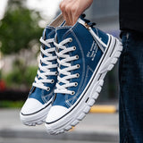 Niulatu Men's Canvas Shoes High Top Flat Shoes for Men Black White Sneakers Non-slip Shoes Canvas Sneakers Sneakers for Men Casual Shoes DJSE