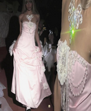 Niulatu Ball Gown Strapless Pink Long Satin Prom Dresses Formal Evening Dress SD2394