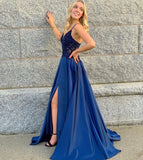 Niulatu Slit Prom Dress Long With Lace HZ1007