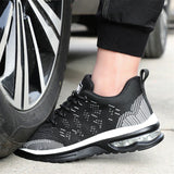 Niulatu Men Safety Shoes Light Non-Slip Work Sneakers Breathable Male Steel Toe Puncture Proof Air Mesh Work Safety Boots DJSE