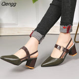 Niulatu Hollow Coarse Sandals High-heeled Shallow Mouth Pointed Pumps Female Sexy High Heels Large Fashion Woman Shoes DJSE