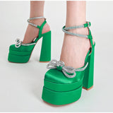 Niulatu Women Pumps Super High Heels Plus Size Crystal Female Sexy Sandals Butterfly Knot Fashion Platform Ladies Summer Shoes New 2025 DJSE