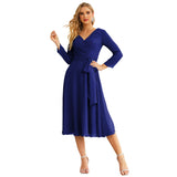 Niulatu Chiffon Bridesmaid Dress V-Back Waist Belt Formal Prom Gown Mother of The Bride Wedding HZ1007
