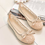 Niulatu New Women Flats Shoes Ballet Flats Fashion Bow-Knot Women Shoes Slip On Cut Outs Flat Sweet Hollow Summer Female Shoes DJSE