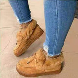 Niulatu Women Winter Cotton Shoes Ladies Bowknot Plush Warm Snow Boots Casual Solid Color Flat Short Boots Furry Females Feetwear DJSE