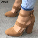 Niulatu Women's Pumps Plus Size 35-43 Women Gladiator Summer High Heels for Party Wedding Shoes Thick Heels Fashion Lace-up Female Black DJSE