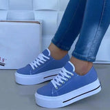Niulatu Women's Flat Shoes Lace-up Platform Ladies Canvas Shoes 2025 Spring Summer Causal Female Vulcanized Shoes Woman Flats New DJSE