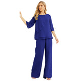 Niulatu Chiffon Mother of The Bride Dress Plus Size Pant Suits Ruffle HZ1007