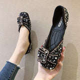 Niulatu Women Ballet Flats 2025 Bling Crystal Diamond Dress Ladies Bow Sequins Single Shoes Rhinestone Glitter Square Toe Plus Size 43 DJSE