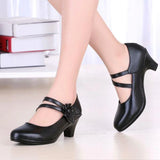 Niulatu Leather Black OL Work Shoes Women Low Heels Pumps 2025 Spring New Lady Casual Shoes Flower Pumps For Womens DJSE