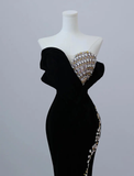 Niulatu Luxurious Velvet Beaded Evening Dress Long Prom Dress HZ1007