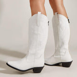 Niulatu Retro Vintage Western Boots Women Autumn Winter Chunky High Heels Cowboy Mid Calf Boots Female Cowgirls Shoes Woman DJSE
