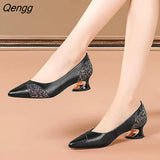 Niulatu Women's Pumps 2025 Zapatos De Mujer Fashion Shoes for Women Mixed Colors Shallow Slip-On Party Dress Heels Tacon Medio Elegantes DJSE
